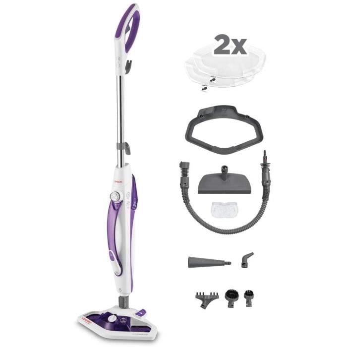 Polti Vaporetto SV440_Double Balai Vapeur avec Nettoyeur à Main, Brosse Vaporforce, 15 en 1, 1500 W, 0.3 liters, Blanc/Violet