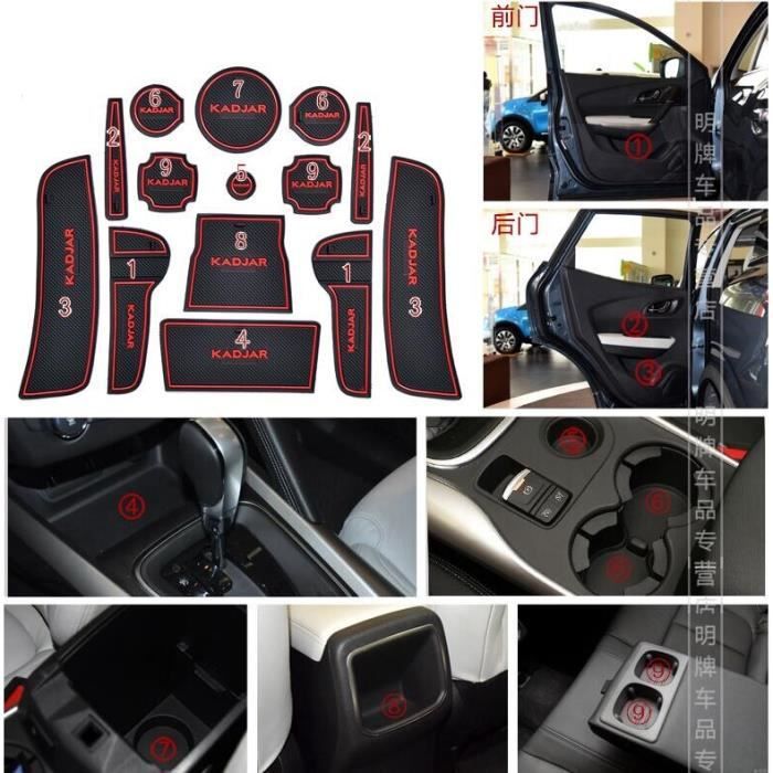 Décoration Véhicule,Housse de porte antidérapante pour Renault KADJAR, en gel de silice, pour tasse, accessoires, GR - Type 2 red