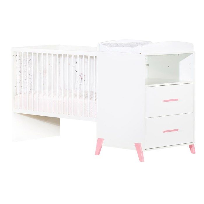 Babyprice - JOY ROSE - Lit Combiné Evolutif 120x60 en 90x190