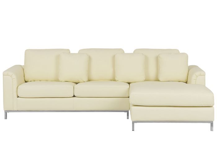 Canapé angle gauche en cuir beige Oslo