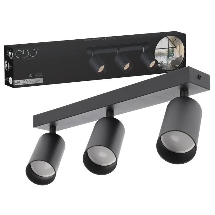 Spot de plafond à 3 lampes en saillie MALGA 3 BLACK 3x GU10 noir EDO
