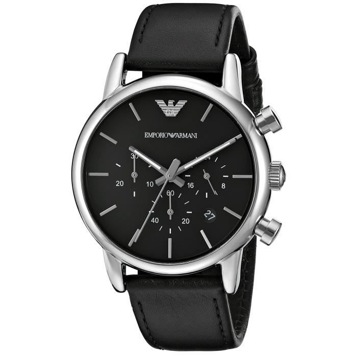 Emporio Armani Ar1733 Robe noire Montre en cuir R17I2