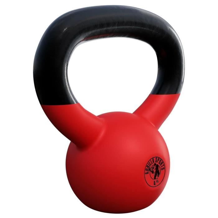 Gorilla Sports Poids Kettlebell 4kg fonte vinyle