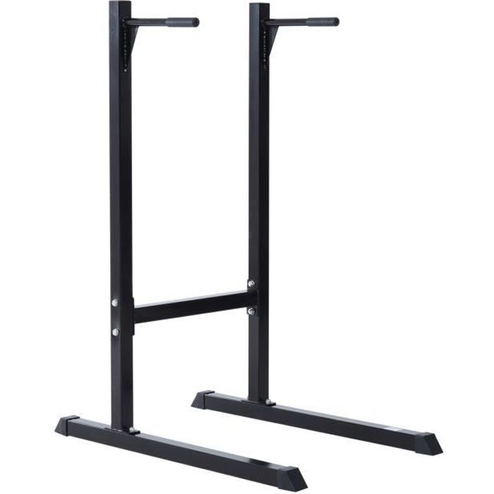 Appareil abdominaux dips barres à dips Fitness poignées ergonomiques et pieds antidérapants acier noir neuf 46BK