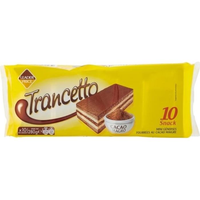 Mini génoises fourrées cacao 10 x 28g Leader Price