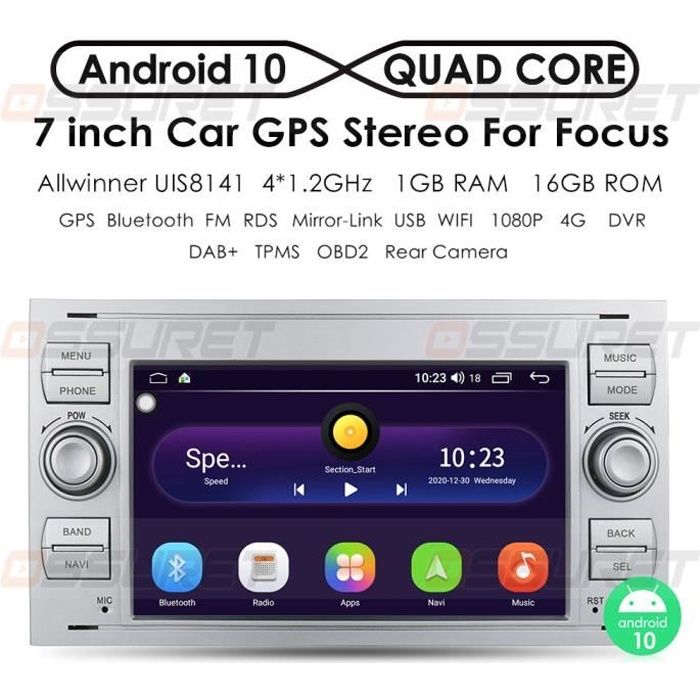 Autoradio 4G 2din Android 10 pour Ford Focus Mondeo s-max Kuga C MAX Galaxy Fiesta Transit Fusion Connect Kuga multimédia
