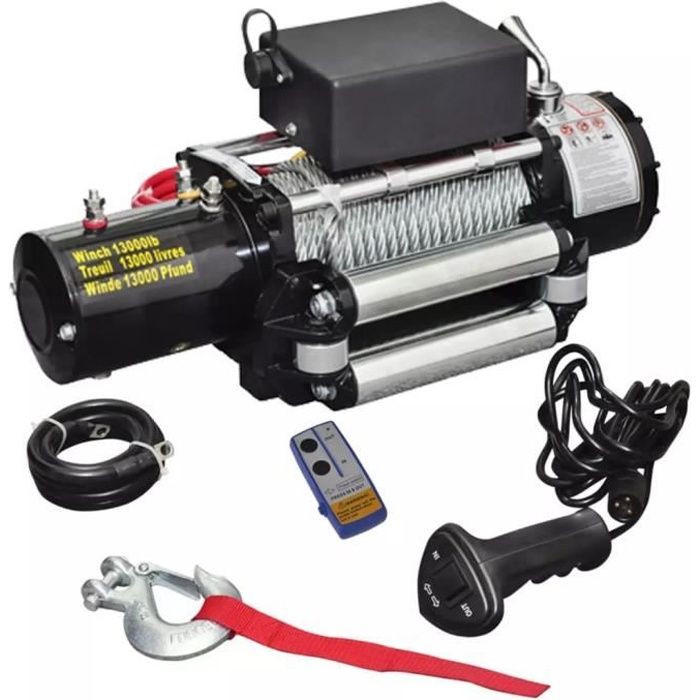 Treuil électrique 12V Traction Télécomandes dont 1 sans fil+ Cables