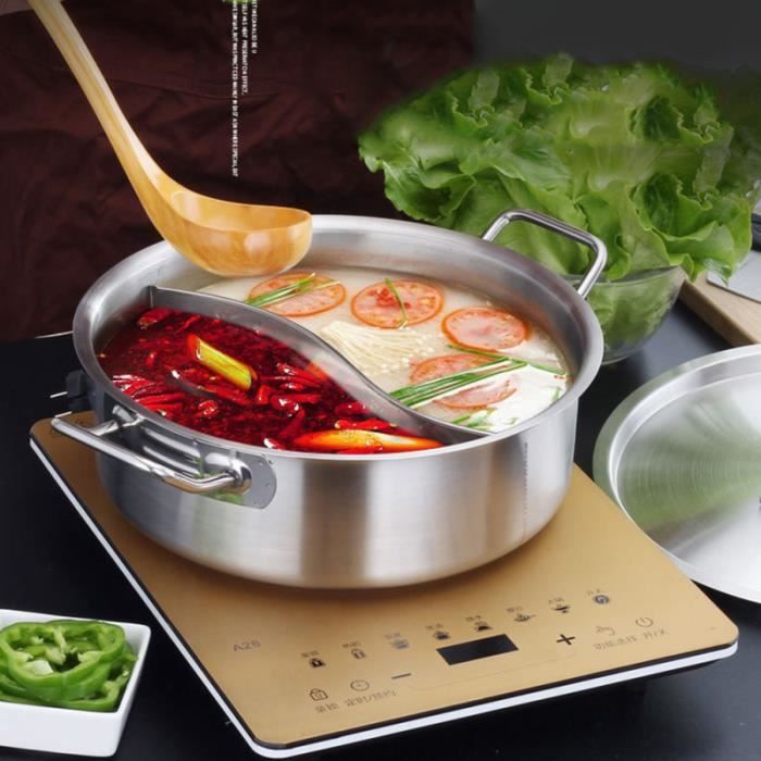 Cuisinière à induction épaissir en acier inoxydable Double Hot Pot Compartiment de cuisson Pots de CUISINIERE - PIANO DE CUISINE