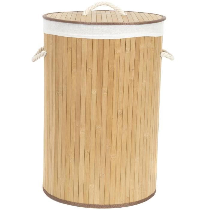 COMPACTOR Panier à linge rond en bambou naturel 40xH60 cm