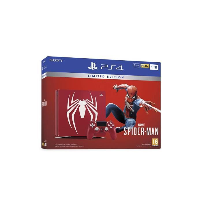 Console PS4 édition limitée Amazing Red Spider-Man avec jeu - 1 TO