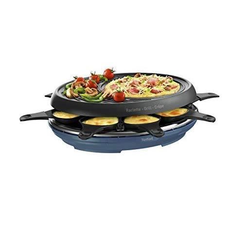 Tefal Raclette Colormania 3 en 1 Appareil à Raclette Grill et Crêpe, Revêtement Antiadhésif Easy Plus, 8 Coupelles, Compatible