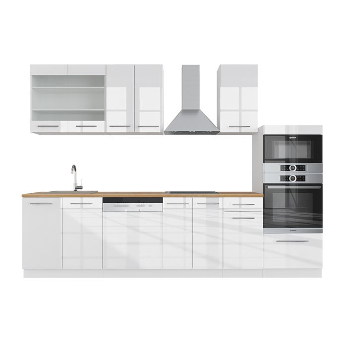 Vicco Cuisine Fame-Line, Blanc Cottage/Anthracite, 300 cm