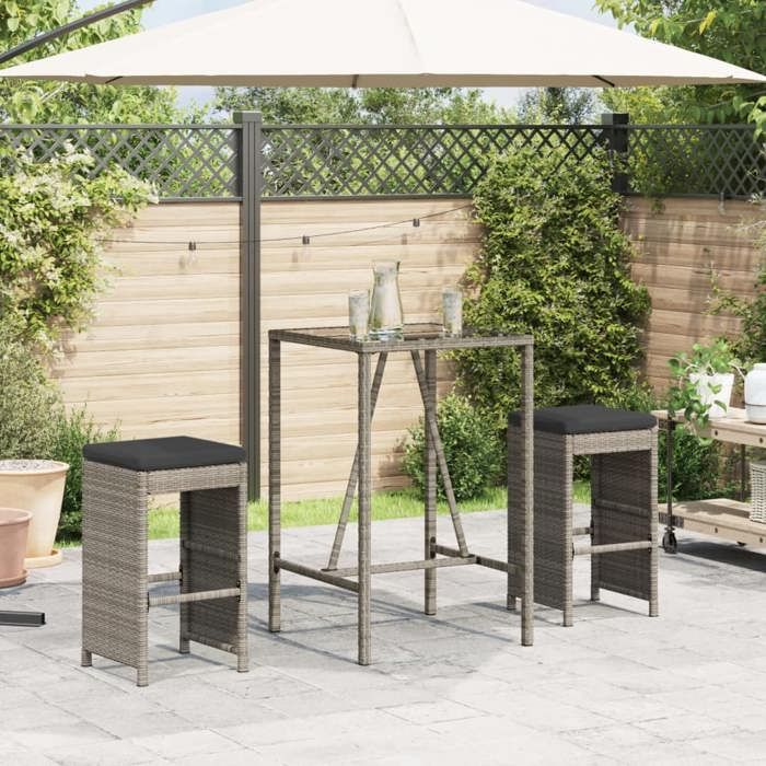 vidaXL Tabourets de bar de jardin Lot de 2 - vue 2