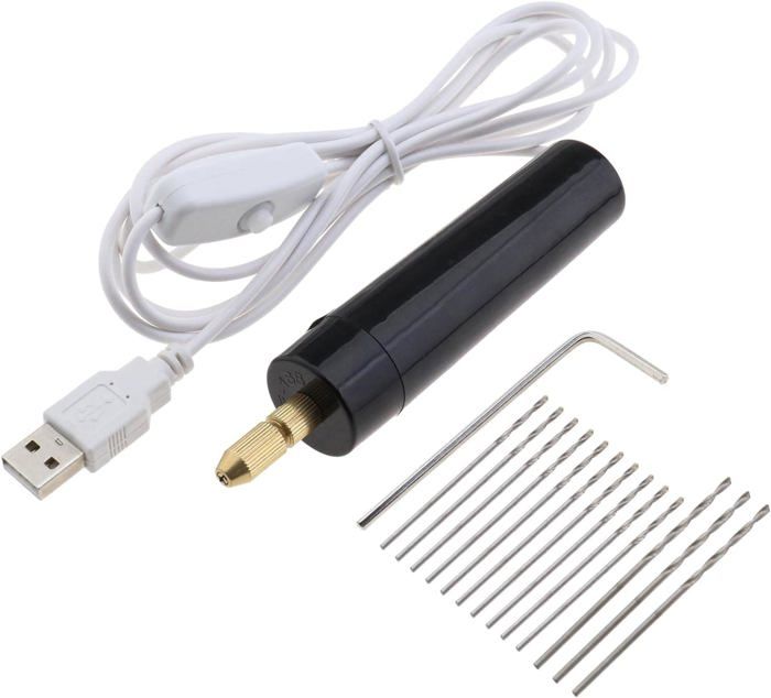 Mini Perceuse Manuelle De Précision Avec 20 Forets - Kit 21 Pièces Pour Modélisme Et Petits Projets