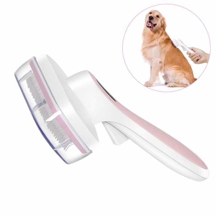 Meilleurs prix pour Brosse pour chien et chat autonettoyante brosse à épiler pour chiens et chats à poils longs ou courts rose