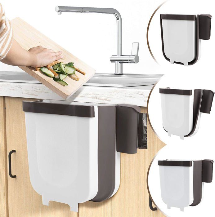 Support Sac Poubelle Suspendu Support Sac Poubelle Pliable MiOYOOW - Fermeture Magnétique - Fixation Porte Armoire Cuisine Poubelle Magnétique Armoire