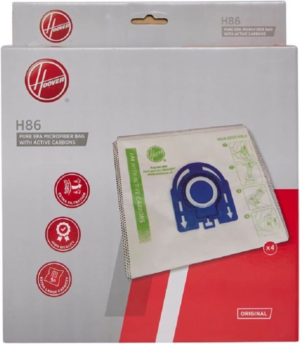 H86 Sacs dAspirateurs - Compatibles avec les Aspirateurs H-ENERGY 700 - Sacs dOrigine - en Microfibre - Pure EPA – Lot de 4