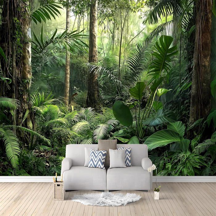Papier Peint Photo INTISSÉ 350x256 cm Mural Décor Motif Forêt Tropicale ...