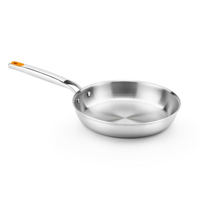 BRA Efficient Poêle Efficient Inox Triply 26 cm inox 18/10 sans antiadhésif avec fond diffuseur triple forgé sans PFOA manche