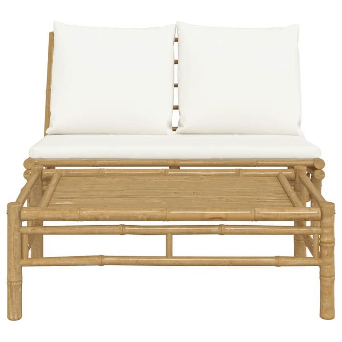 Bon plan Salon de jardin - JILI HOT - Canapé fixe/sofa Balcon 2 pcs avec coussins blanc crème bambou Thome2882889