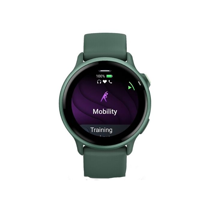 Montre connectée Garmin vívoactive 6 lunette Metallic Jasper Green avec boîtier vert sapin