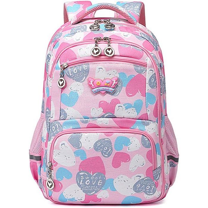 Sac à Dos Enfant Primaire Kitty Mignon - Cartable Loisir Rose Imperméable Avec Porte-clés Peluche