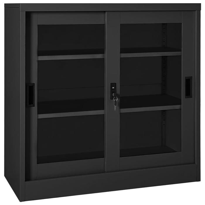 (VENT-FLASH)Commode salon - Vidaxl - Armoire à portes coulissantes - Anthracite 90x40x90 cm Acier @2270@