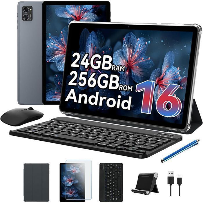 T20 Tablette Tactile 101 Android 16 24Go RAM (8+16Go)256Go Clavier+StyletÉcran IPS 1920x1200Widevine L15000mAh