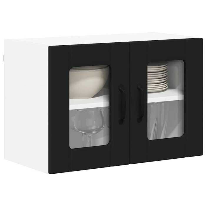 Black Week Vitrine de cuisine 2 pcs - desgin moderne - pour maison - Noir 60 x 31 x 40 cm Bois dingénierie AA1865