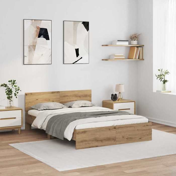 vidaXL Cadre de lit Chêne artisanal 160 x 200 cm Bois dingénierie 3403614