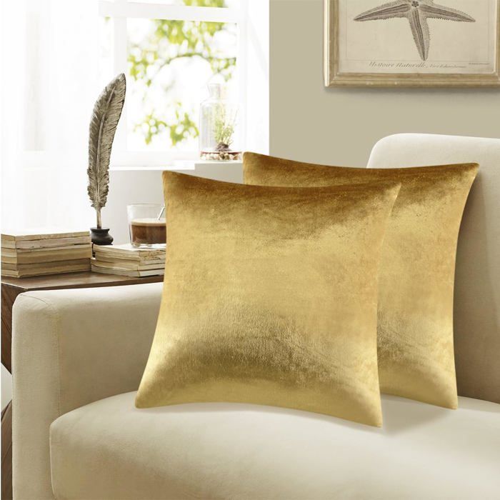 Housse de coussin décorative 40 x 40 cm housse de coussin carrée dorée pour canapé coussin bohème en velours
