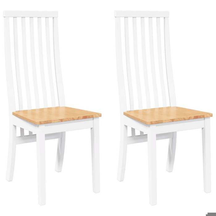 NEUF 2026 CHIC Chaises à manger SWEETY pour cuisine lot de 2 blanc bois massif caoutchouc 41x48.5x101 cm CCC1158
