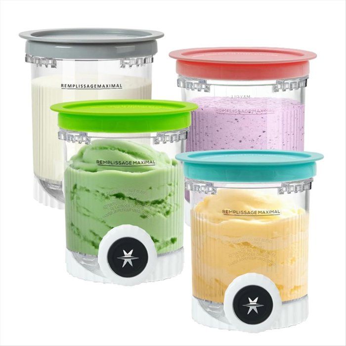 Lot De 4 Pots + Couvercles Pour Ninja Creami NC700/701 - 473 Ml Chacun - Sans BPA, Lavables Au Lave-vaisselle