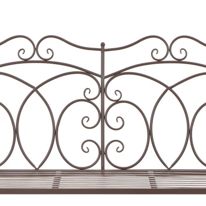 Banc de jardin en fer forgé - MEUBLECHIC - 104x83x89 cm - Marron antique - Siège 99x42 cm - Hauteur 47 5 cm
