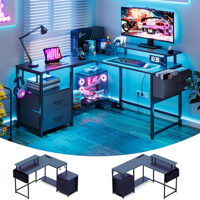 Bureau Gaming dangle - Table Gaming en Forme L avec