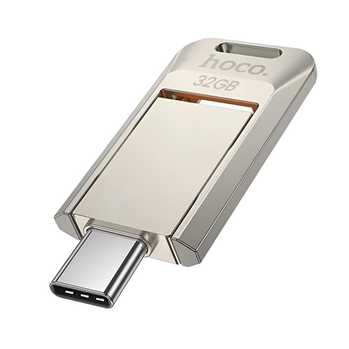 Clé USB / USB-C 32Go pour Transfert Rapide 150Mo / s au Design Pivotant Hoko Argent