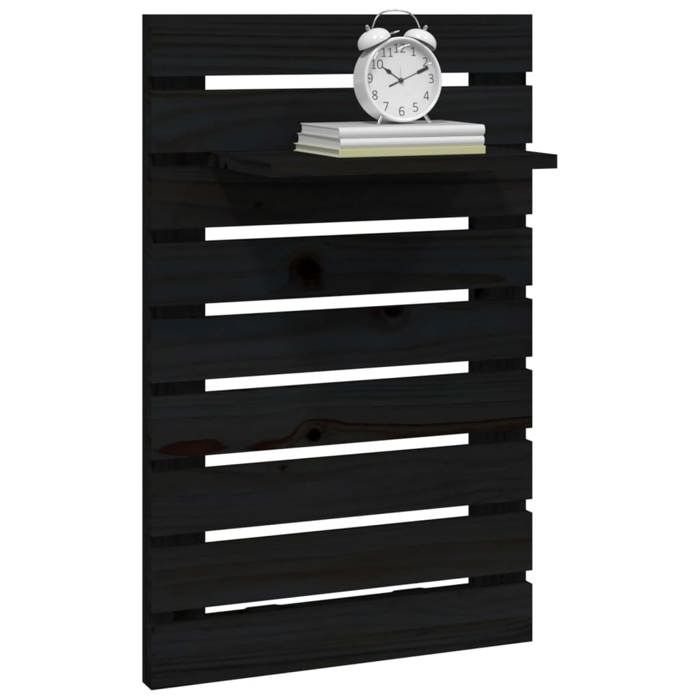 MEUBLE DE SEJOUR Noir - MODE étagères - de chevet murales 2 pcs - Noir Bois de pin massif Nettoyer facile_09_4244