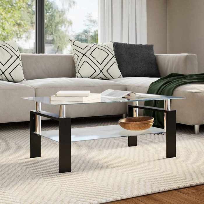 Table basse - vidaXL - table centrale - Verre trempé - Transparent - 95 x 55 x 40 cm - plateau en verre rhr66q7244