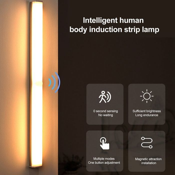 Barre lumineuse LED intelligente rechargeable avec détecteur de mouvement pour placard dressing