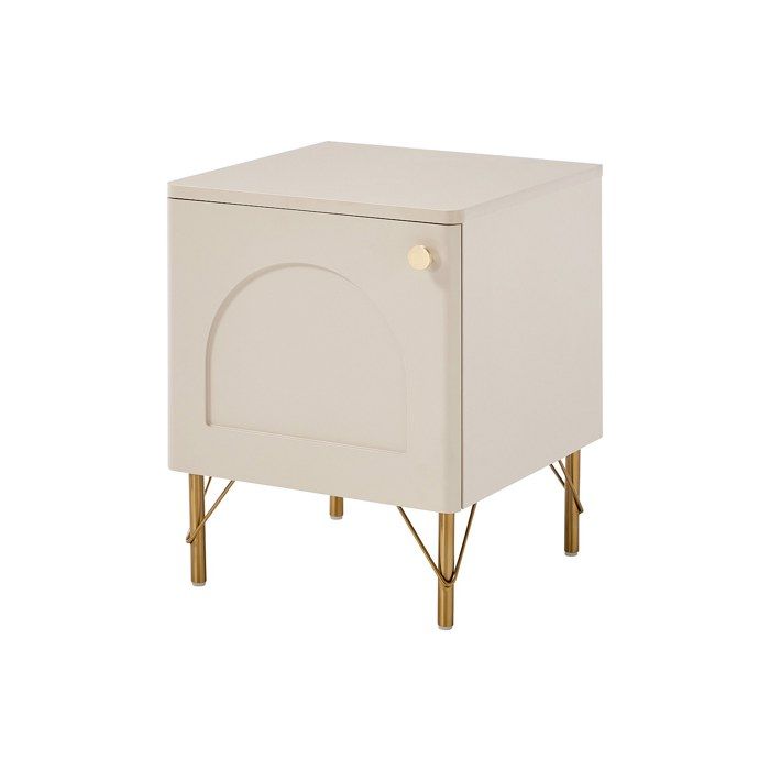 Table de chevet côté droit 1 porte – Beige et doré - ALOBARA