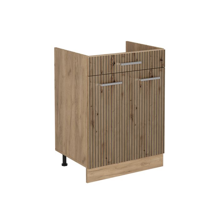 Meuble bas de cuisine R-Line 60cm avec tiroir sans plan de travail Chêne Artisan/Chêne doré Vicco 61192