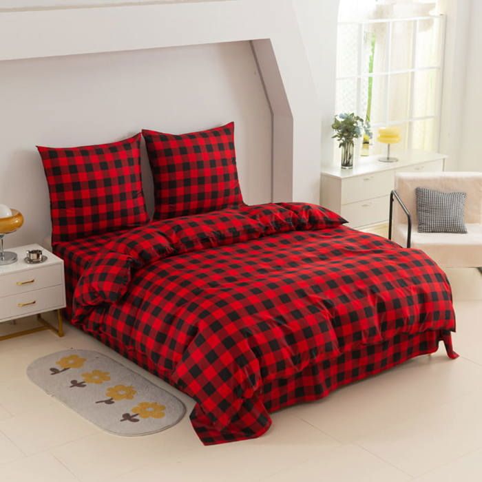 Linge de lit en coton 160 x 200 cm motif bûcheron