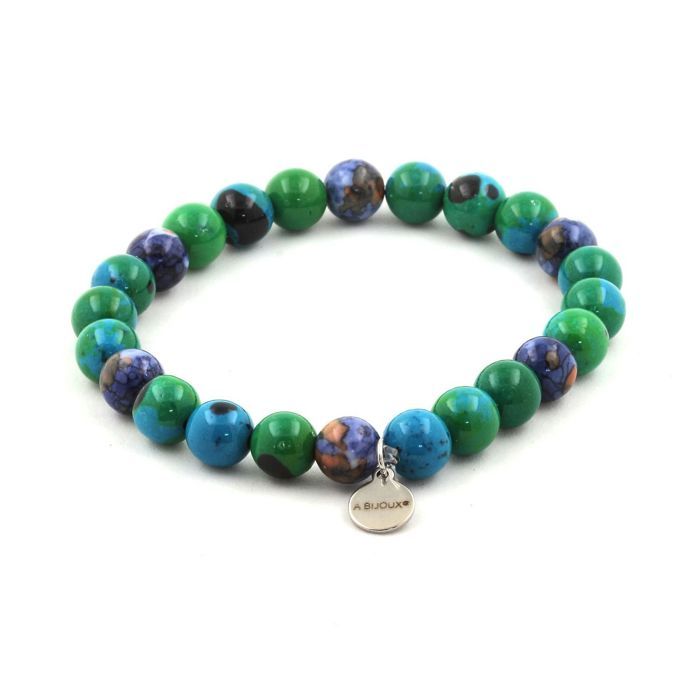 Bracelet En Pierres Chrysocolle 8mm – Bijou Minéral Naturel – Neuf Avec étiquettes