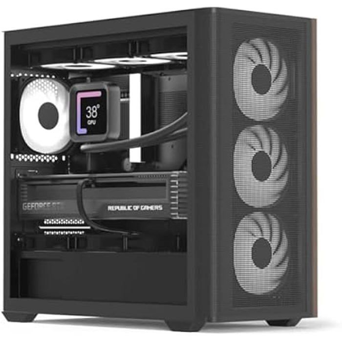 Boîtier PC Mini Tour – AEROCOOL – D301A – 4 Ventilateurs ARGB – Refroidissement Liquide – Design Maille Bois