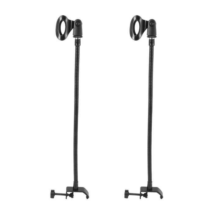 Support Microphone Col De Cygne - Bras Flexible 18,5 Pouces - Pince De Bureau - Noir - 2