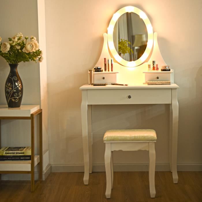 Lumière LED Miroir de Maquillage Lumineux Pour Dresser Maquillage Coiffeuse  Illuminated Blanc - Cdiscount Maison