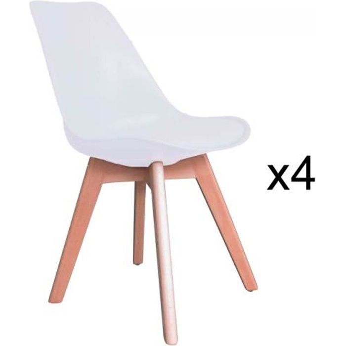 Chaises scandinave - HOME DESIGN INTERNATIONAL - GALA - Bois massif - Cuir - Blanc Chaises scandinave - HOME DESIGN INTERNATIONAL - GALA - Bois massif - Cuir - Blanc