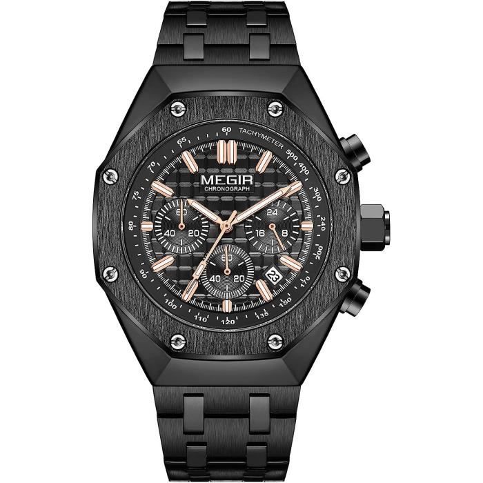 Montre Octogonale D contract e Pour Homme Chronographe 24 Heures