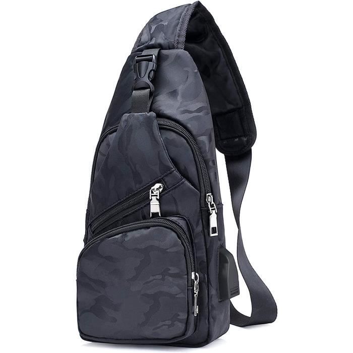 Sacoche De Poitrine Anti-Vol Homme - Avec Port USB - Noir - Neuf Sans Étiquettes