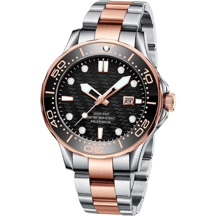 Montre Homme Croton Quartz Acier Inoxydable - Cadran Argenté Avec Date - Bracelet Maille - Neuve Sans étiquette